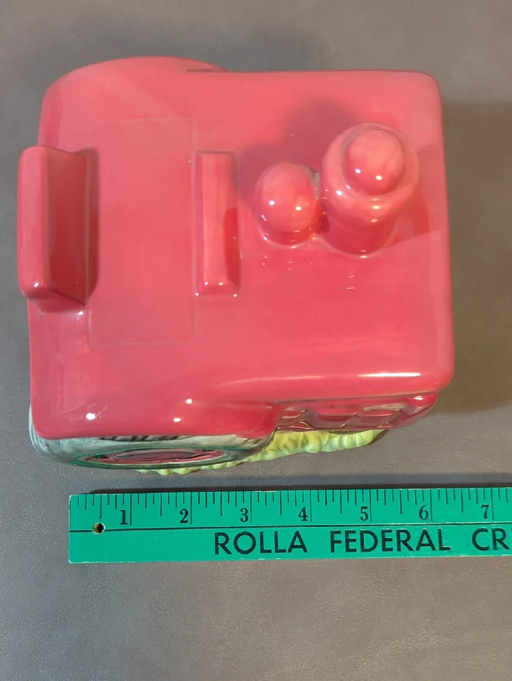 Ceramic Red Farm Tractor Blonder Home Cookie Jar Canister Linda Picken